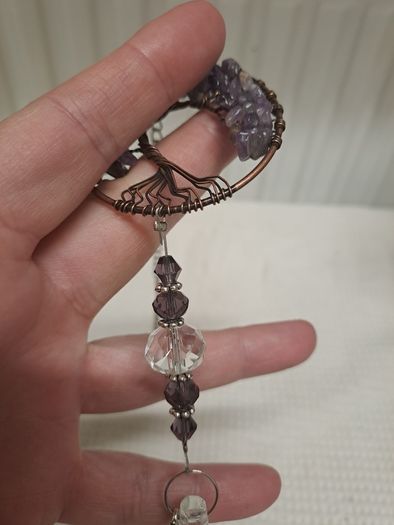 Amethyst Handmade Tree of Life Crystal Suncatcher