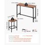 3PCS 1193.8mm Bars Tables Set, Bar Tables and Chair Set with Rounded Edge Design, Rectangular Pub Table with Two Stools for Office Desk, Breakfast Corner, Mini Bars, Rustic Brown Image 3