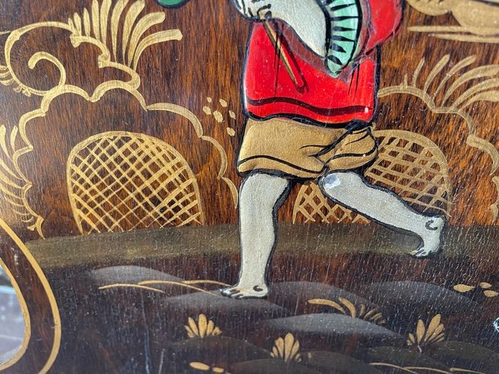 Vintage Chinoiserie Lacquered Wood Fireplace Screen