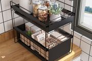 2 Tier Under Sink Large Sliding Cupboard Drawer Shelf(Large Size)