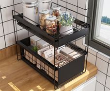 2 Tier Under Sink Large Sliding Cupboard Drawer Shelf(Large Size)