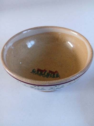 Rare ? Small red dog or pig pattern bowl and old rose eggcup