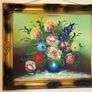 Large Framed Floral Painting Vintage Style Image 2