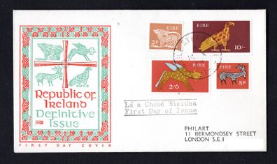 1968 Ireland Gerl Definitive stamps (third series) 2d, 8d, 2s6d & 10s Illustrated addressed First Day Cover (FDC) with Baile Atha Cliath (Dublin) Steele Cancel