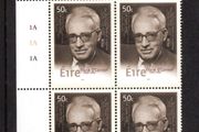 2003 Ireland Birth Centenaries of 50c Frank O'Connor Plate Block 1A1A1A Commemorative Stamp Mint Never Hinged (MNH)