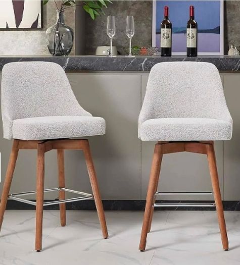 Cream Boucle Fabric Barstool