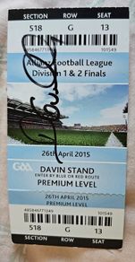 GAA ticket signed by Dubs legend Diarmuid connolly