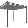 3m x 3m Retractable Garden Pergola with Canopy Roof  Steel Outdoor Patio Shelter Image 4