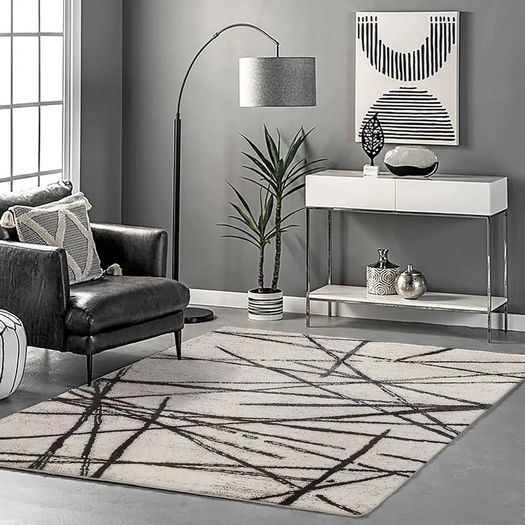 MULTIPLE SIZES AVAILABLE | Living Room Large Modern Soft Area Rugs Modern Simple Style Short Pile Beige pattern Carpet for Living Room Bedroom(80 x 120 cm, Beige)
