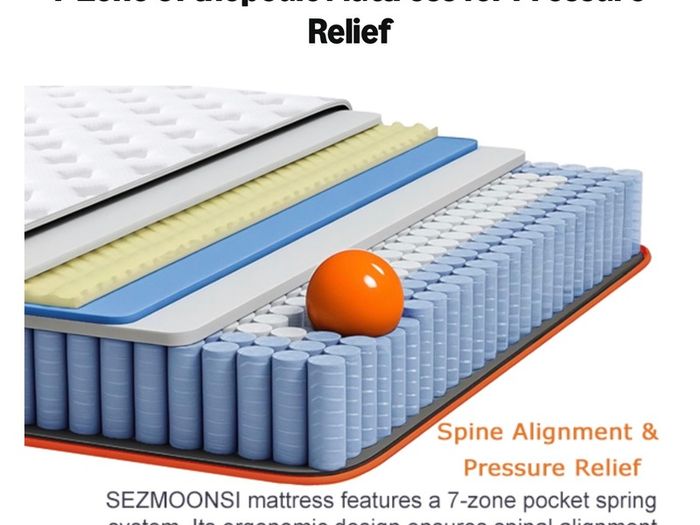 5FT King Size Mattress 9.1 Inch, Hybrid Gel Memory Foam, Individually Pocket Sprungs Medium Firm 7 Zone Orthopedic Mattress Kingsize for Back Pain Relief