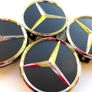 4x BLACK 75mm Mercedes Benz Alloy Wheel Center Caps cap Hub Cover E S C S CLK 75 Image 3