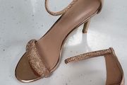 QUEEN VIVI Rose Gold Bling Strap High Heels Sz 41 (Fit 7-7.5UK)