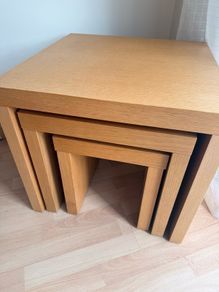nest of tables solid light oak