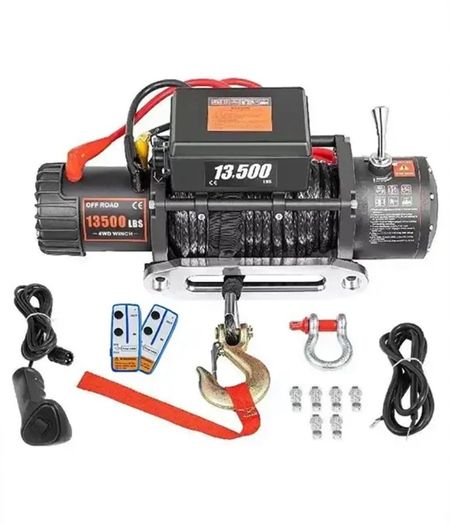 13500 LBS Electric Winch 12V 6120KG 13500LBS For 4X4 92FT Synthetic Trailer Ropes Towing Strap