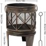 58cm Outdoor Fire Pit for Garden Fire Brazier Deep Large Capacity Fire Bowl with Spark Screen and Poker Extra Large Wood Burning Fire Basket Portable Image 2