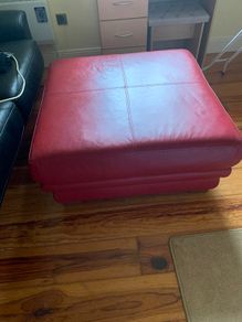 Huge statement piece solid wood & leather footstool
