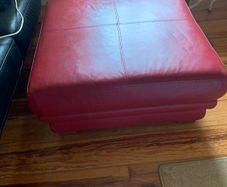 Huge statement piece solid wood & leather footstool