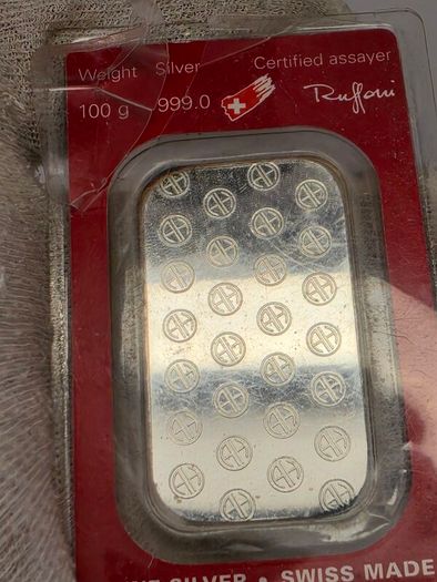 Switzerland Argor Heraeus SA 100 Grams Fine Silver 999.0  Swiss Made Silver Bar