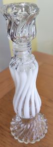 Vintage Opalique Glass Candlestick/Carisma Cologne Bottle Avon Empty Bottle 9.5"