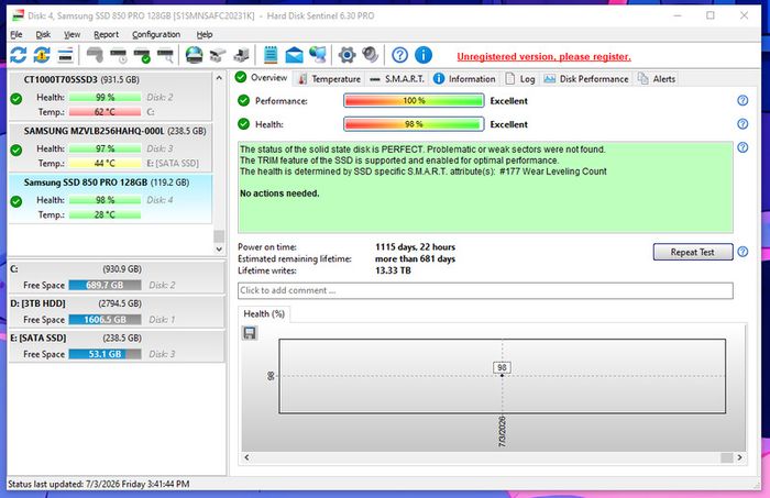 Samsung 850 Pro 2.5inch SataSSD 128GB