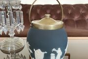 Adams Tunstall Jasperware Biscuit Barrell Ice Bucket Silver Plate Lid