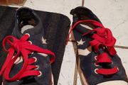 converse blue red shoes