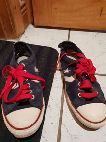 converse blue red shoes