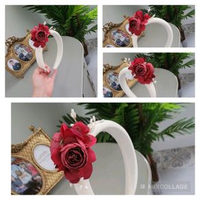 Brand new red and ivory pearl crown headband headpiece fascinator