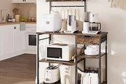 Microwave Oven Rack, 90cm Large Microwave Oven Kitchen Rack with 2 Height-Adjustable and Removable Shelves, High Load-Bearing Design, Drawers, 10 S-Hooks, Kitchen Shelf, Kitchen Storage
