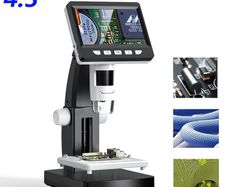 1000X 4.3" LCD Digital Microscope 1080P Coin Microscopio 8 LED Lights USB Magnifier Soldering Repair Video Microscope for Coin