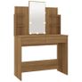 Dressing Table Set with LED Brown Oak Engineered Wood Image 6