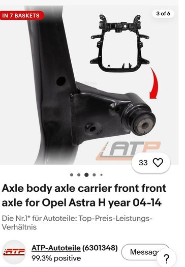 Axle body axle carrier front front axle for Opel Astra H year 04-14