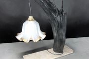 Large bog oak and white marble lamp