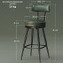Set of 2 Swivel Bar Stools - 360 Rotation - Faux Leather - Forest Green 65 cm High Image 2