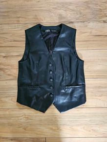 Zara Faux Leather Waistcoat Top