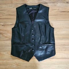 Zara Faux Leather Waistcoat Top