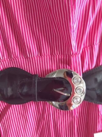 Pink dress with belt l size uk 8 never worn