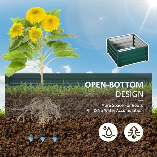 Set of Two 60 x 60cm Steel Planter Boxes - Green