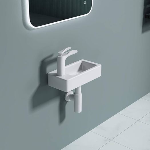 NEW SALE | Bathrooms Small Cloakroom Basin - Wall Mounted Basin - Rectangular Countertop Basin - One Left Hand Tap
