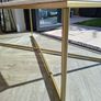Large Solid White Marble Coffee Table Brushed Gold Base Image 2