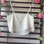 top forever 21 tiered ivory cropped camisole top size large Image 7