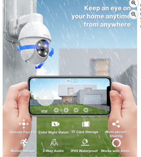GALAYOU 2 pack - 2K Security Camera Outdoor, 360 CCTV Camera, Home Security WiFi Camera with Color Night Vision, Pan-Tilt View