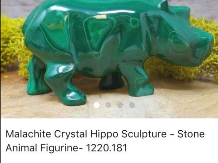 Hand Carved Malachite Hippo