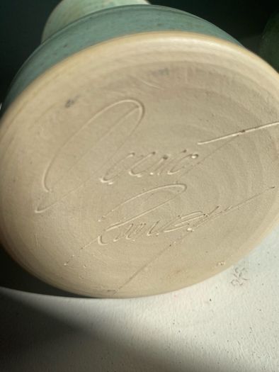 Two pieces of pottery signed Dermot  Rooney