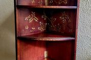 Antique Japanese inlaid &amp; laquered with mother of pearl detail 3 tier corner shelf