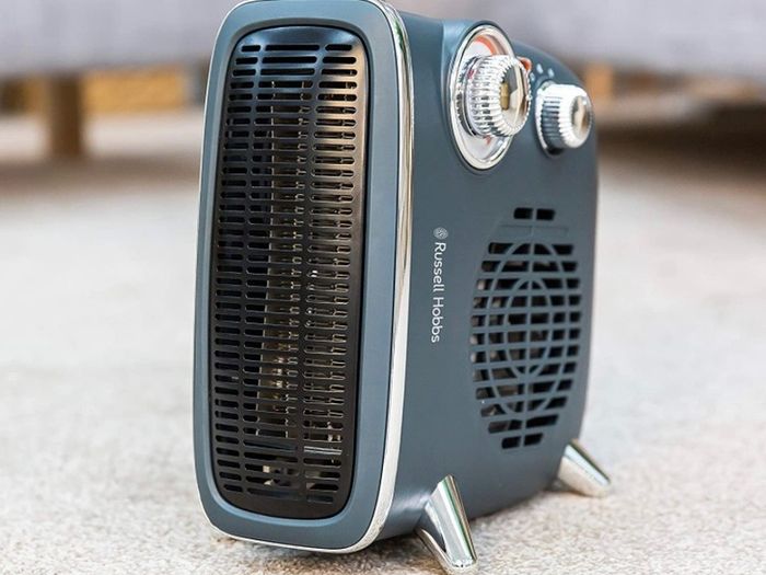 1800W/1.8KW Electric Heater, Retro Horizontal/Vertical Fan Heater in Grey with Adjustable Thermostat, 2 Heat Settings, 20m2 Room Size, Dial Control (FREE POSTAGE)