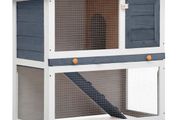 Outdoor Rabbit Hutch 1 Door Grey Wood