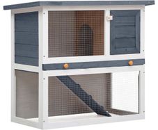 Outdoor Rabbit Hutch 1 Door Grey Wood