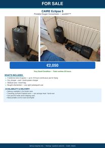 Eclipse 5 portable oxygen concentrator and spare batteries