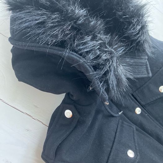 The Kooples Wool Duffle Coat with Fur Hood
